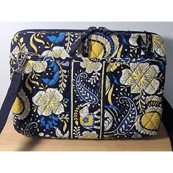 Vera Bradley Ellie Blue Hard Shell Case Kindle iPad Tablet Crossbody w/ Strap - Picture 1 of 5